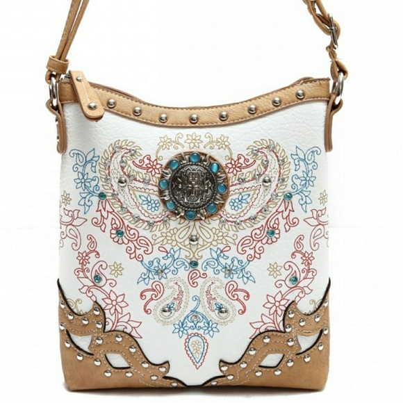 Handbags - Cowgirl trendy cross and leaves messenger bag